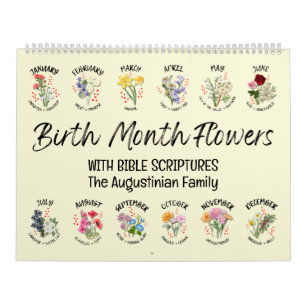 2026 Benutzerdefinierte GEBURTSMONATSBLUMEN Bibelv Kalender