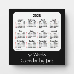 2026 Black 52 Weeks Calendar von Janz Fotoplatte