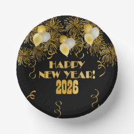 2026 Black Gold Glitter New Year's Eve Party Pappteller