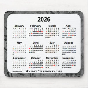 2026 Black Holiday Art Kalender von Janz Mouse Pad Mousepad