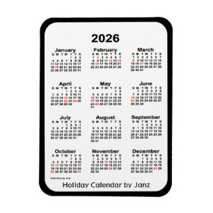 2026 Black Holiday Calendar von Janz Magnet