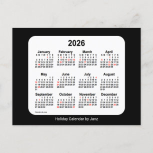 2026 Black Holiday Mini Calendar von Janz Feiertagspostkarte