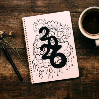 2026 Blooming After the Rain - B & W Line Art Planer