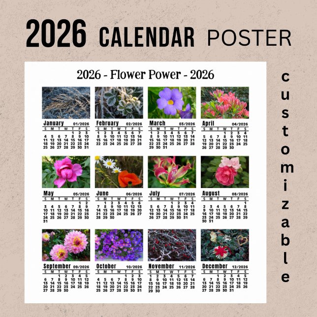 2026 Blume Kalender Sonntag Start - Poster (Von Creator hochgeladen)
