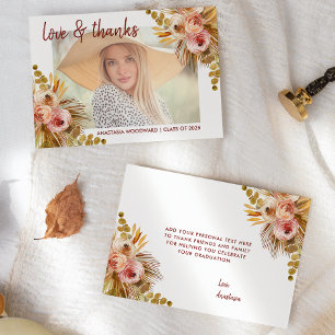 2026 Boho Blumen Custom Foto Abschluss Danksagung Dankeskarte