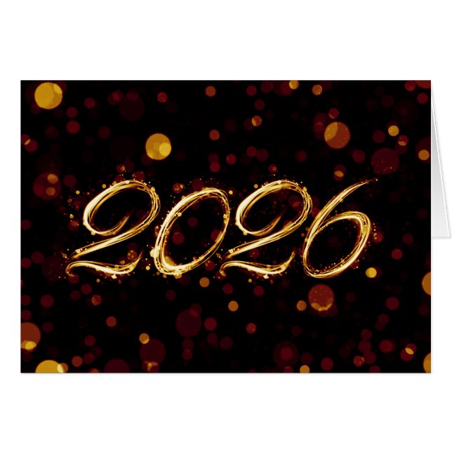 2026 Bokeh-Lichter Silvester (Vorderseite (Horizontal))