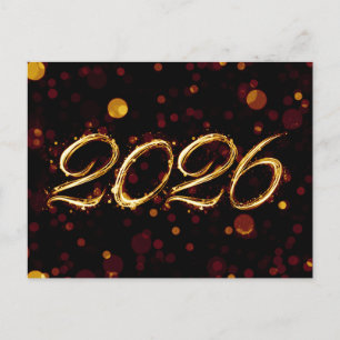 2026 Bokeh-Lichter Silvester Postkarte