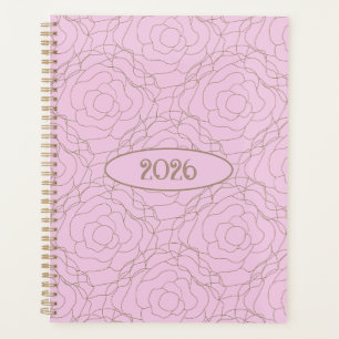 2026 Buntglasrose: Goldene Rose auf Rosa Planer