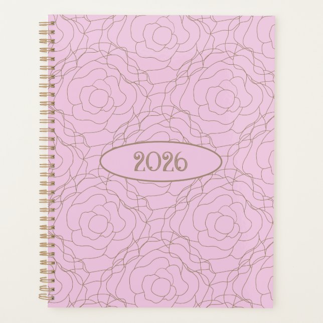 2026 Buntglasrose: Goldene Rose auf Rosa Planer (Vorderseite)