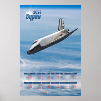 2026 Buran Sowjet-Shuttle Poster-Kalender Poster