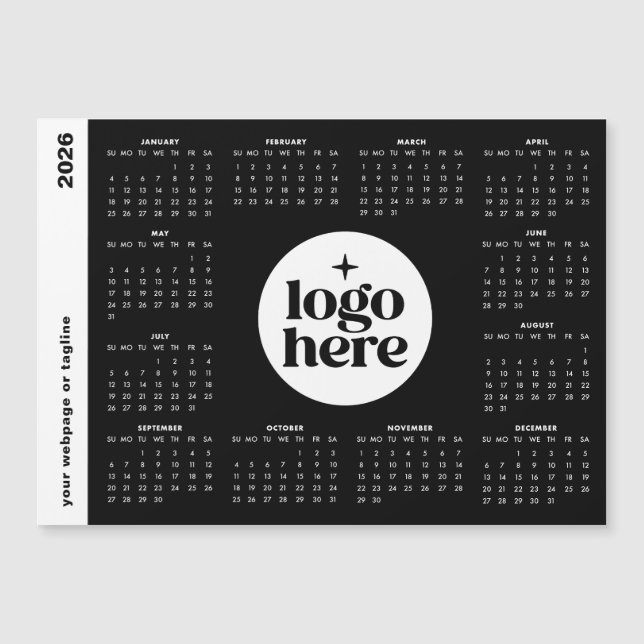 2026 Business Logo Full Year Magnetic Calendar Magnetkarte (Vorderseite)