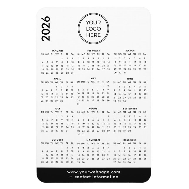 2026 Business Logo Magnet Calendar (Vertikal)