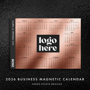 2026 Business-Logo Roségold-Kalender für das ganze Magnetkarte