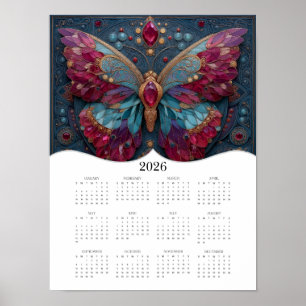 2026 Butterfly Fantasy Art Full Year Calendar Poster
