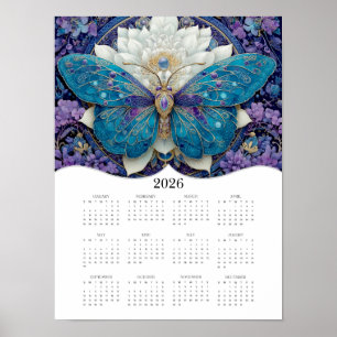 2026 Butterfly Fantasy Art Full Year Calendar Poster