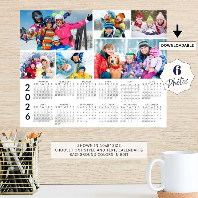 2026 Calendar 6 Photo Collage Personalized Poster (Von Creator hochgeladen)