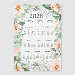 2026 Calendar Aquarell Eukalyptus Orange Floral Magnetkarte
