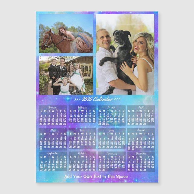 2026 Calendar Boho Watercolor Custom Photo Magnet (Vorderseite)