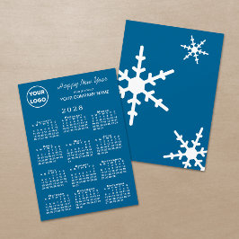 2026 Calendar Business-Logo Blue Snowflake Feiertagskarte