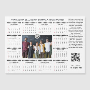 2026 Calendar Business Logo QR Code Team Foto Magnetkarte