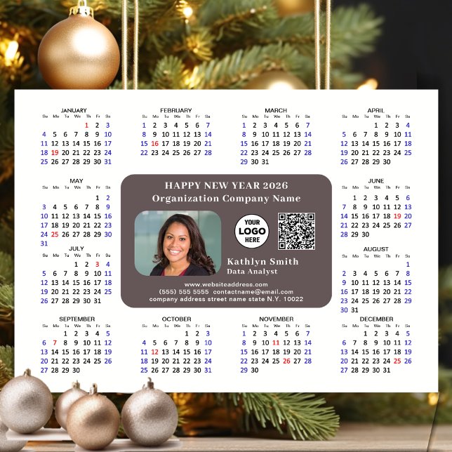 2026 Calendar Business-Logo QR Moderne Magnetic Magnetkarte (Von Creator hochgeladen)