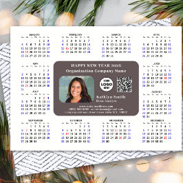 2026 Calendar Business-Logo QR Modernes Schwarzes  Feiertagskarte