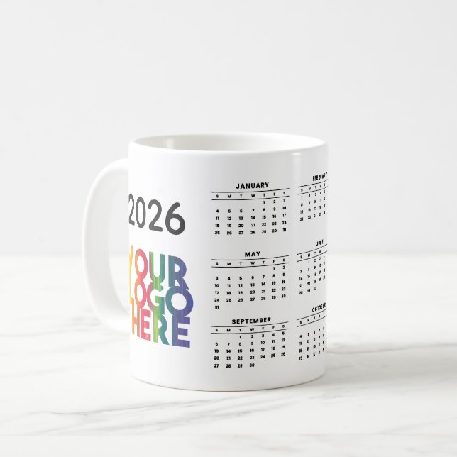 2026 Calendar Business-Logos Geschenk für Firmensi Kaffeetasse (Vorderseite Links)