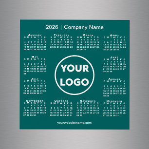 2026 Calendar Company Logo auf Aquamarinem Green M Magnetkarte