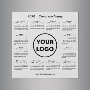 2026 Calendar Company Logo auf Light Gray Magnet