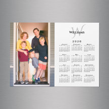 2026 Calendar Custom Photo Monogram Name Magnet