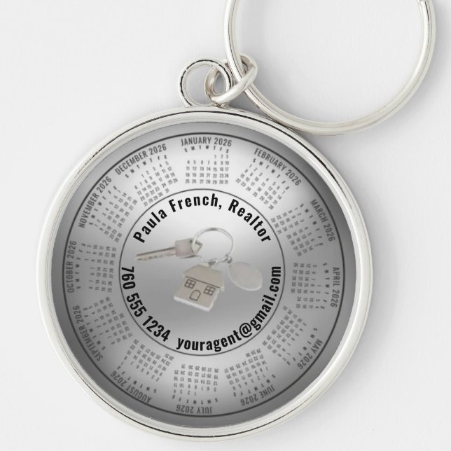 2026 Calendar Editable Real Estate Keychain Schlüsselanhänger (Vorne)