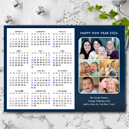 2026 Calendar Family Foto Modernes Blau Minimalist Feiertagskarte