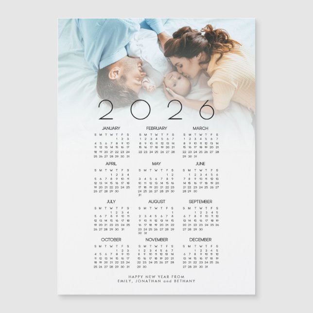 2026 Calendar Foto Neues Baby Happy Neues Jahr Magnetkarte (Vorderseite)