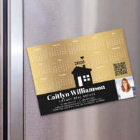 2026 Calendar Gold Realtor Foto QR Code Magnet