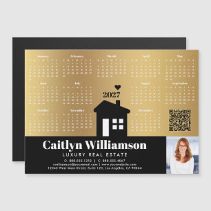 2026 Calendar Gold Realtor Foto QR Code Magnet