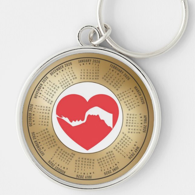 2026 Calendar Keychain Lovers Red Heart Schlüsselanhänger (Vorne)
