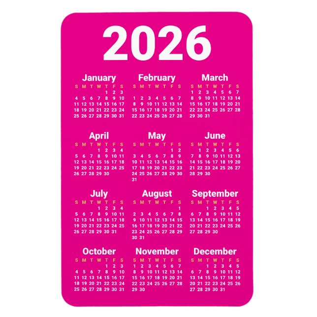 2026 Calendar Magnet | Custom colors (Vertikal)
