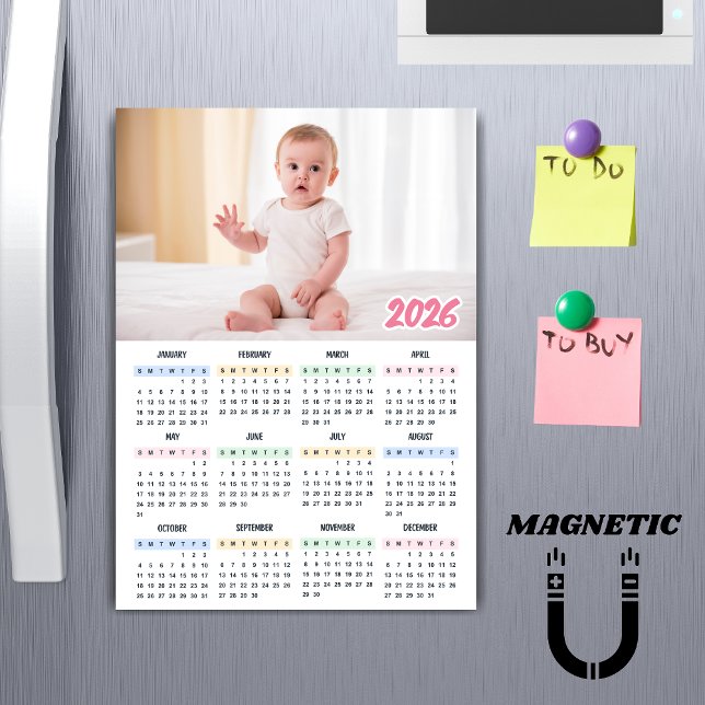 2026 Calendar Modern Custom Photo Magnet (Von Creator hochgeladen)