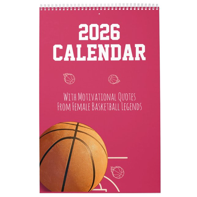 2026 Calendar Pink  Basketball For Teen Girl Women Kalender (Titelbild)