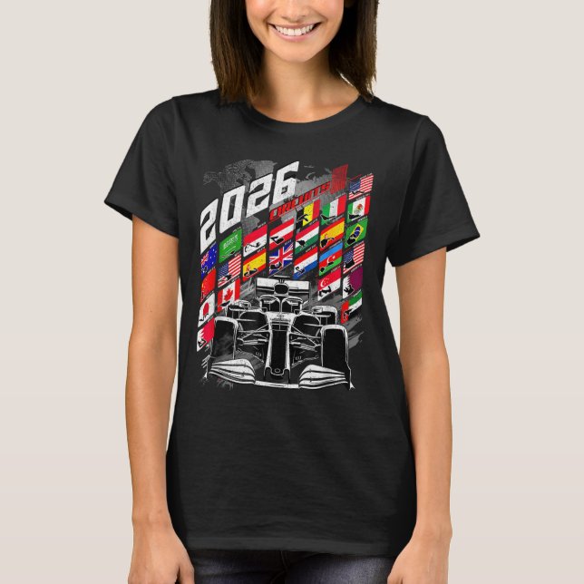 2026 Calendar Racing Circuit Schedule Places  T-Shirt (Vorderseite)