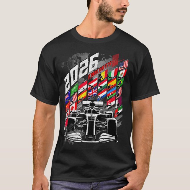 2026 Calendar Racing Circuit Schedule Places  T-Shirt (Vorderseite)