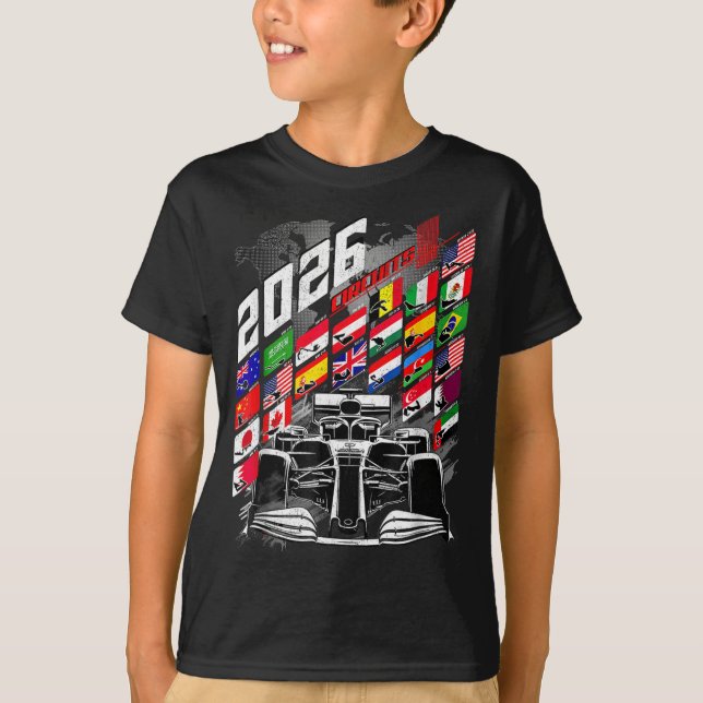 2026 Calendar Racing Circuit Schedule Places  T-Shirt (Vorderseite)
