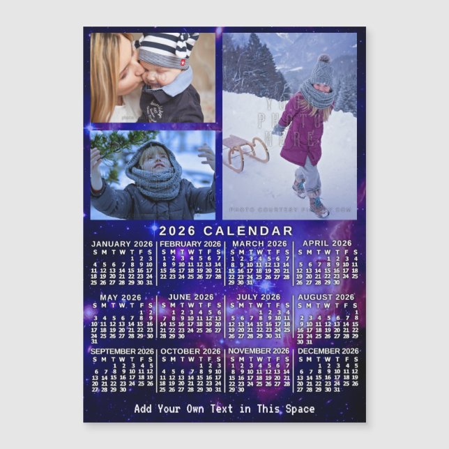 2026 Calendar Space Nebula 3 Custom Photos Magnet (Vorderseite)