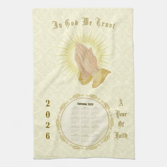 2026 Calendar Towel In God We Trust Geschirrtuch (Vertikal)