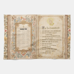 2026 Calendar Towel Ten Commandments Monastic Geschirrtuch