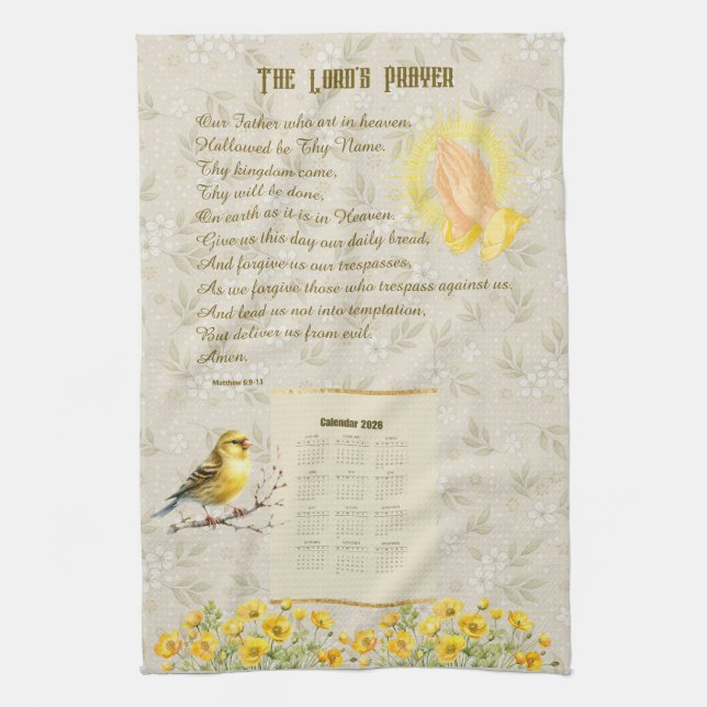 2026 Calendar Towel The Lord's Prayer Geschirrtuch (Vertikal)