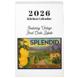 2026 Calendar Vintage Fruit Crate Labels Kalender