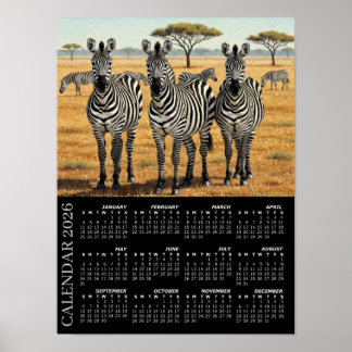 2026 Calendar, Zebras, African Safari, Africa Poster