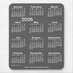 2026 Charcoal Large Print Calendar von Janz Mousepad