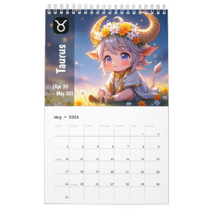 2026 Chibi Niedlicher Zodiakalender - Kawaii Astro Kalender